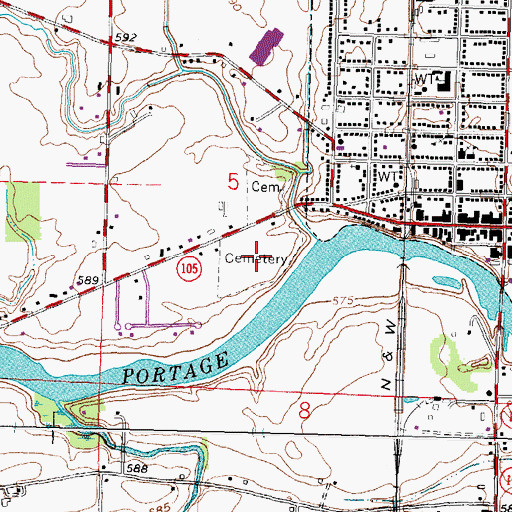 Topographic Map of Union Cemetery, OH