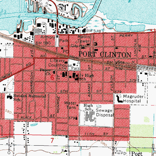 Topographic Map of Jefferson Elementary School, OH