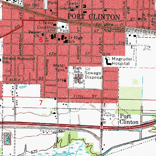 Topographic Map of Port Clinton High School, OH