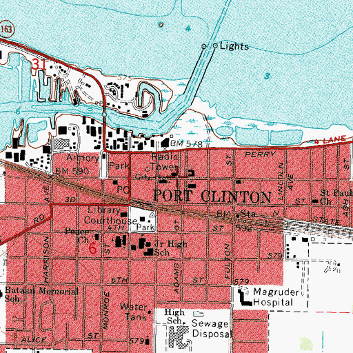 Topographic Map of Port Clinton City Hall, OH