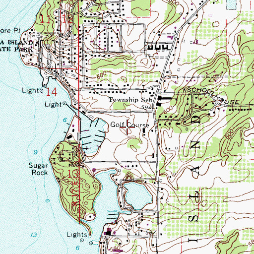 Topographic Map of Catawba Island Club Golf Course, OH