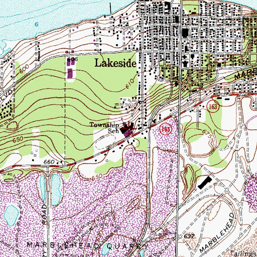 Topographic Map of Danbury High School, OH