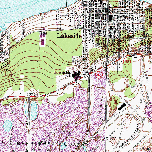 Topographic Map of Danbury Elementary School, OH