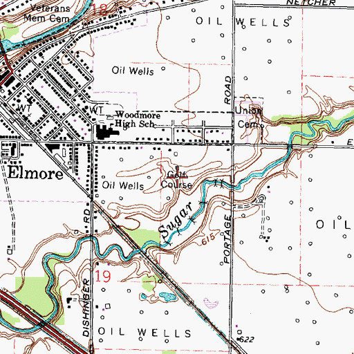 Topographic Map of Sugar Creek Golf Course, OH