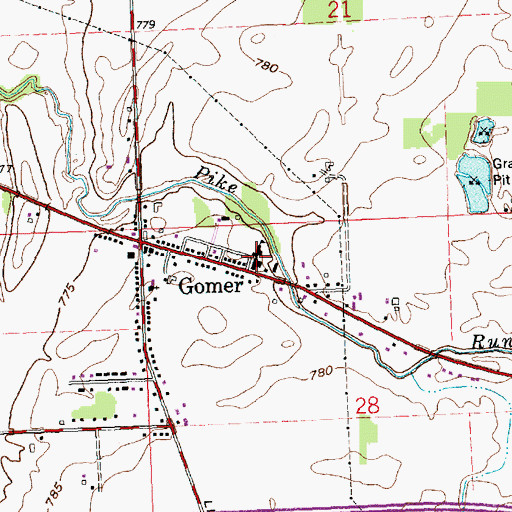 Topographic Map of Gomer Elementary School, OH