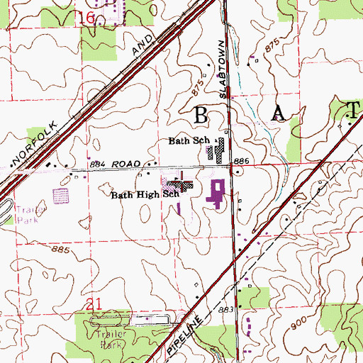 Topographic Map of Bath Middle School, OH