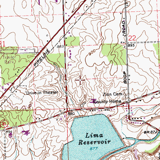 Topographic Map of Allen County Farm Park, OH