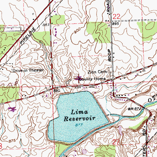 Topographic Map of Interchange 130, OH