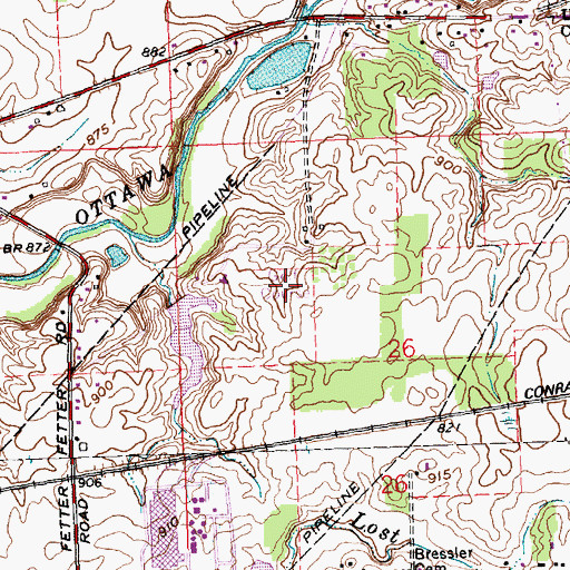 Topographic Map of Hawthorne Hills Golf Course, OH