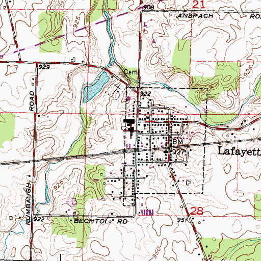 Topographic Map of Allen East High School, OH