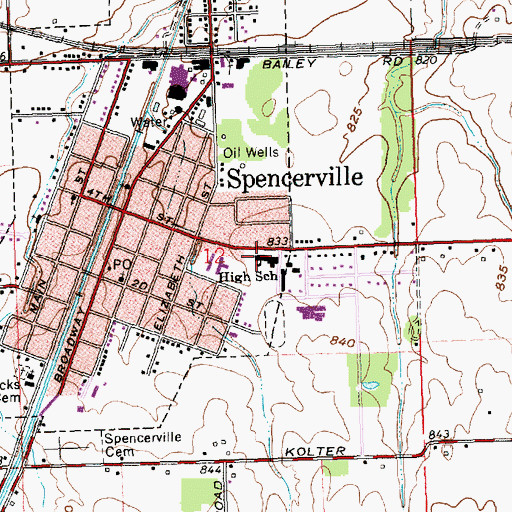 Topographic Map of Spencerville Middle School, OH