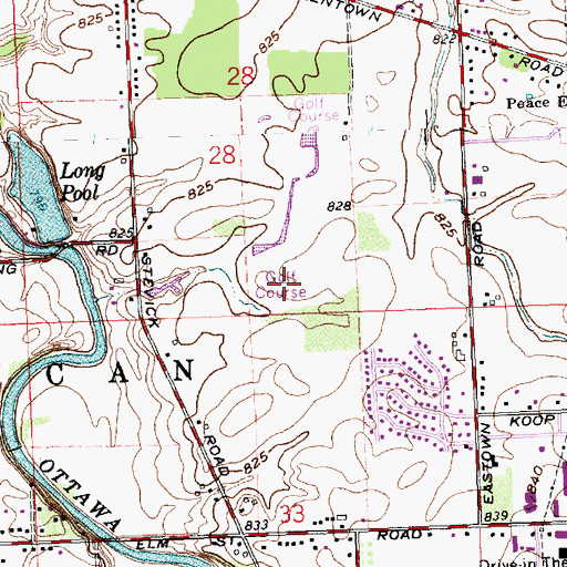 Topographic Map of Tamarac Golf Course, OH