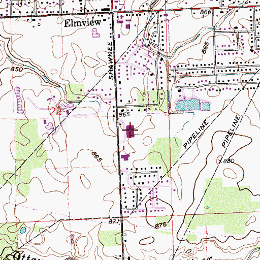 Topographic Map of Elmwood Elementary School, OH