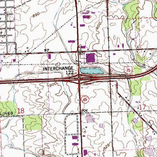 Topographic Map of Interchange 122, OH