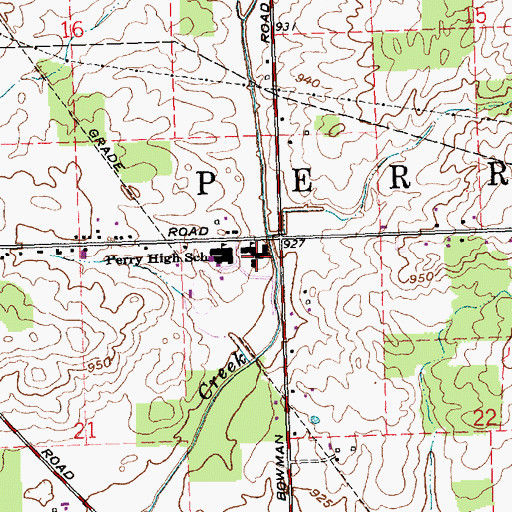 Topographic Map of Perry Elementary School, OH