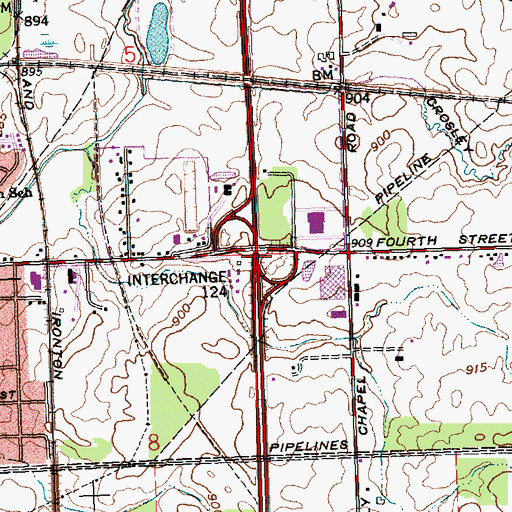 Topographic Map of Interchange 124, OH