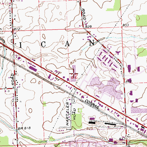 Topographic Map of Lima Center Shopping Center, OH