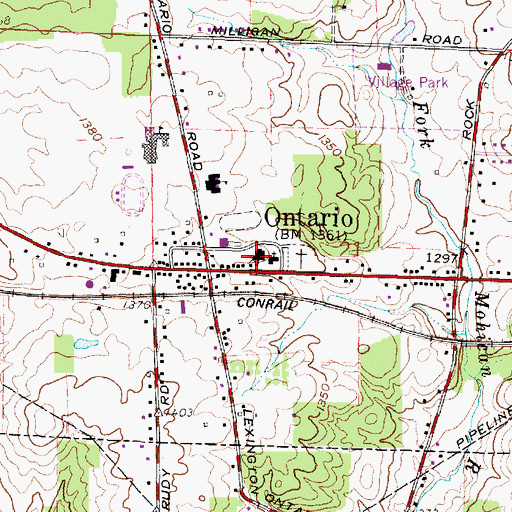 Topographic Map of Ontario Junior High School, OH