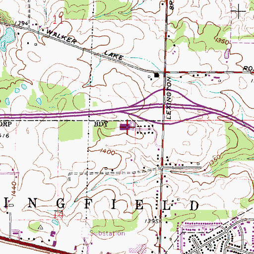 Topographic Map of Bedford Elementary School, OH