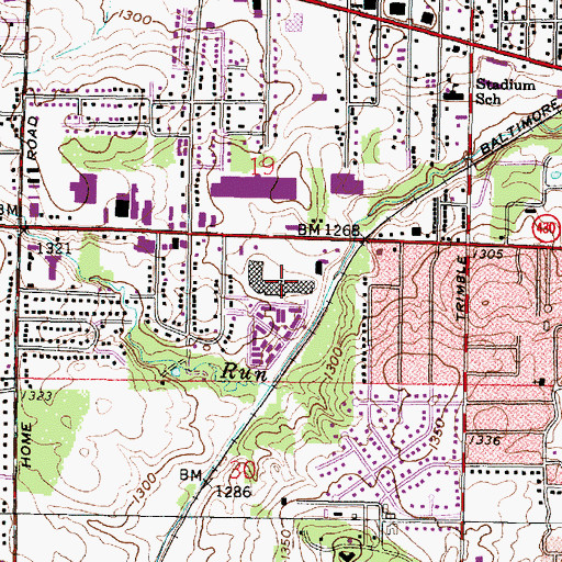 Topographic Map of West Park Shopping Center, OH