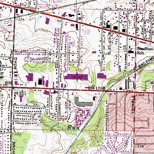 Topographic Map of Kingsgate Mall Shopping Center, OH