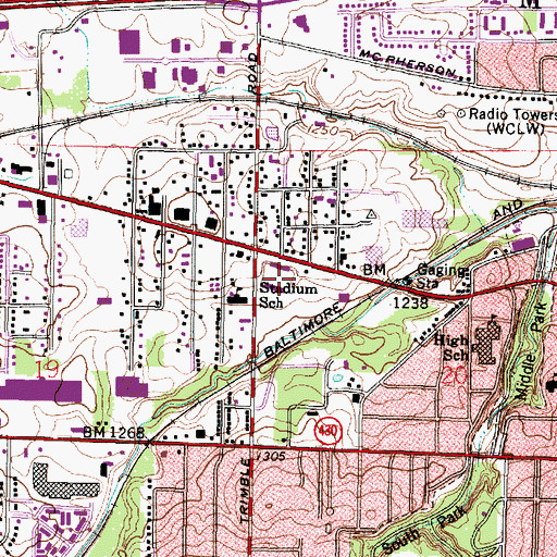 Topographic Map of Arlin Field Stadium, OH