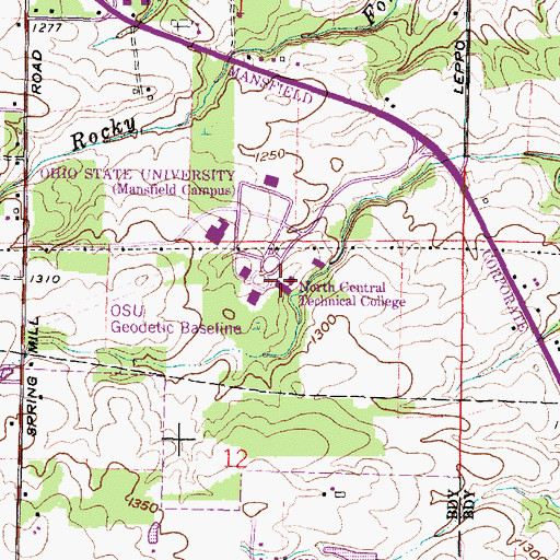 Topographic Map of North Central Technical College, OH