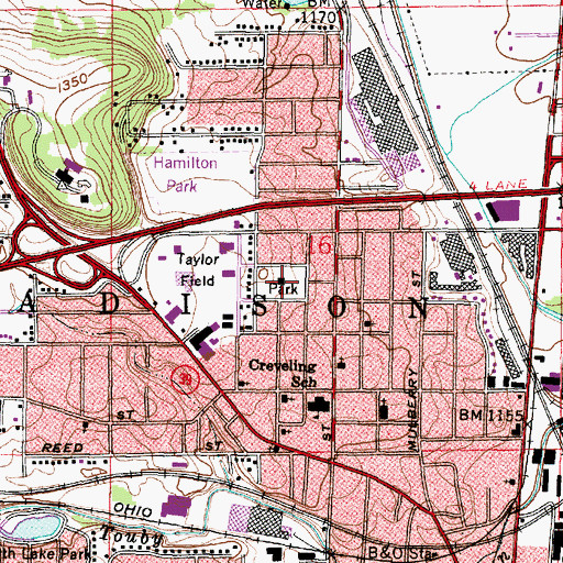 Topographic Map of Johns Park, OH