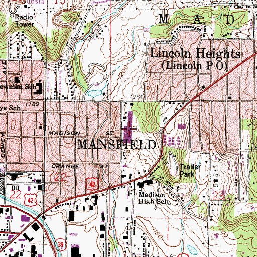 Topographic Map of Eastgate Shopping Center, OH