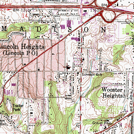 Topographic Map of Lincoln Heights Elementary School, OH