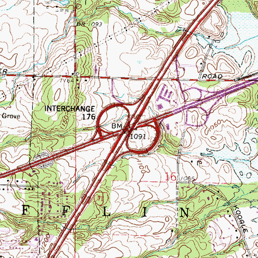 Topographic Map of Interchange 176, OH