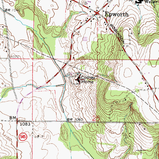 Topographic Map of Richland County Home, OH