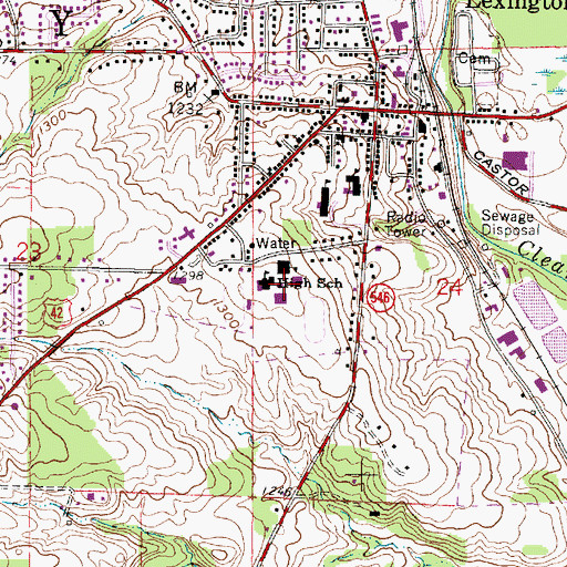 Topographic Map of Lexington High School, OH