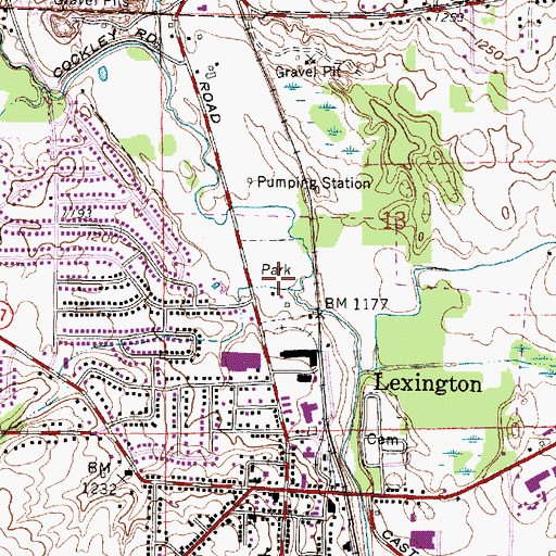 Topographic Map of Lexington Park, OH