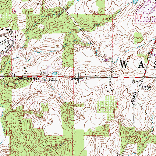 Topographic Map of Oakland School (historical), OH