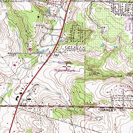 Topographic Map of Gorman Nature Park, OH