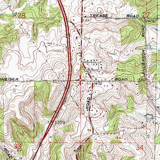 Topographic Map of Chestnut Chapel School (historical), OH