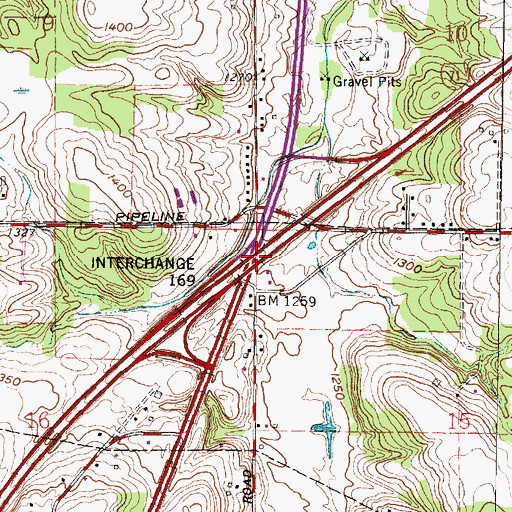 Topographic Map of Interchange 169, OH