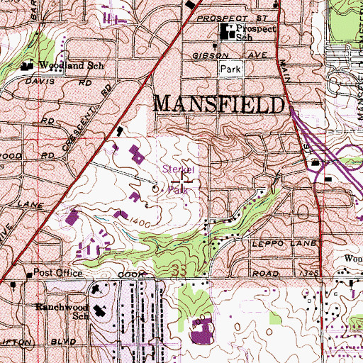Topographic Map of Sterkel Park, OH