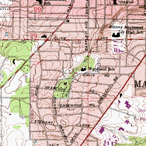 Topographic Map of Dickson Park, OH