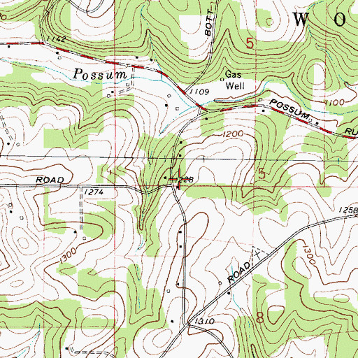 Topographic Map of Oak Hall School (historical), OH