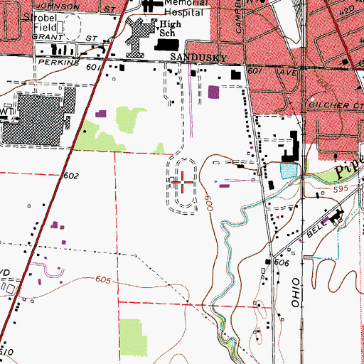 Topographic Map of Sandusky Speedway, OH