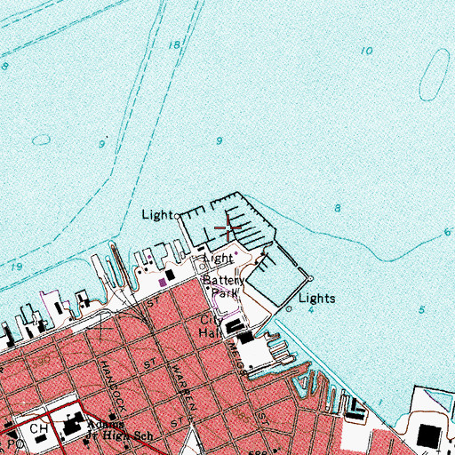 Topographic Map of Battery Park Marina, OH