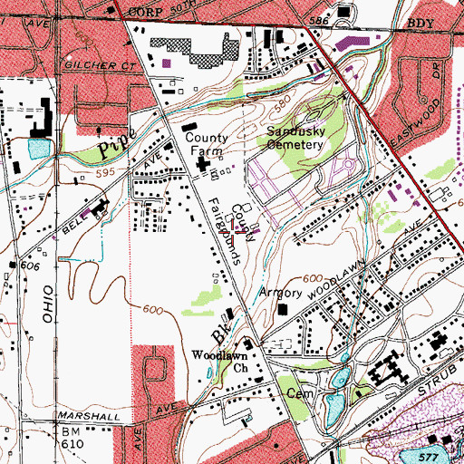 Topographic Map of Erie County Fairgrounds, OH