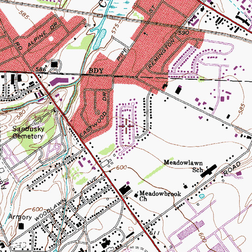 Topographic Map of Ranch Wood, OH