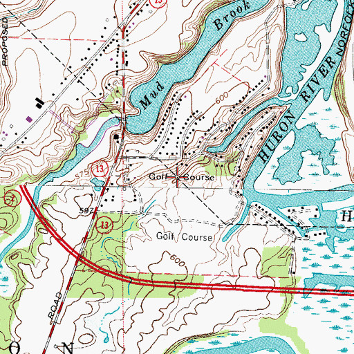 Topographic Map of Thunderbird Golf Course, OH