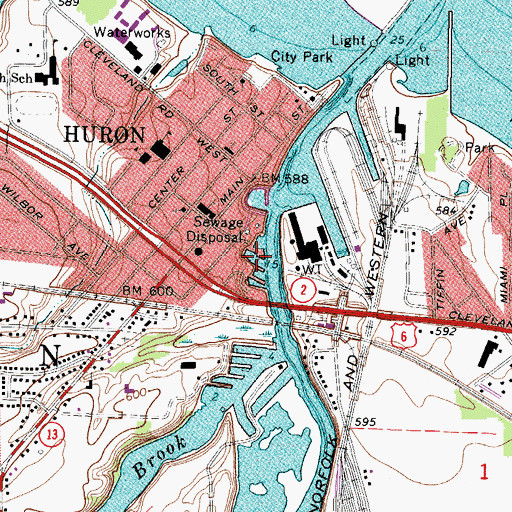 Topographic Map of Huron Yacht Club, OH