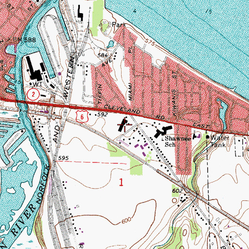 Topographic Map of Commerce Plaza Shopping Center, OH
