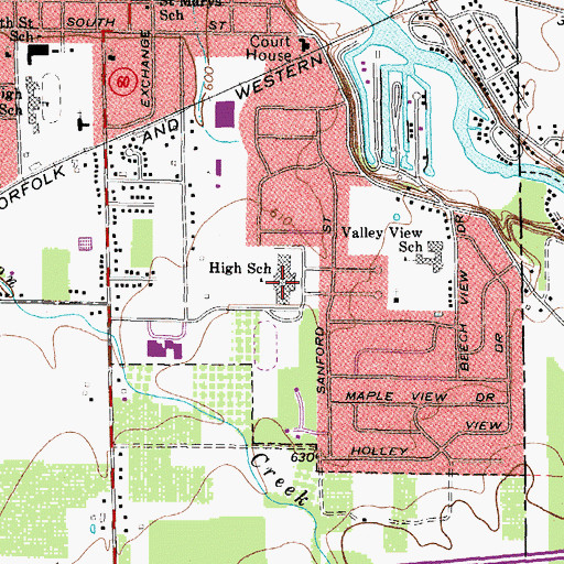 Topographic Map of Vermilion High School, OH