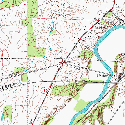 Topographic Map of Pages Corners, OH